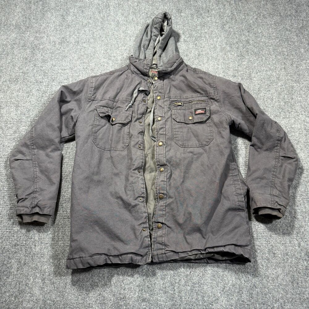 Dickies Jacket Mens Medium Gray Hoodie Lined Canvas Workwear